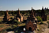 Bagan Myanmar. Cluster of red brick temples near Min myaw yaza  